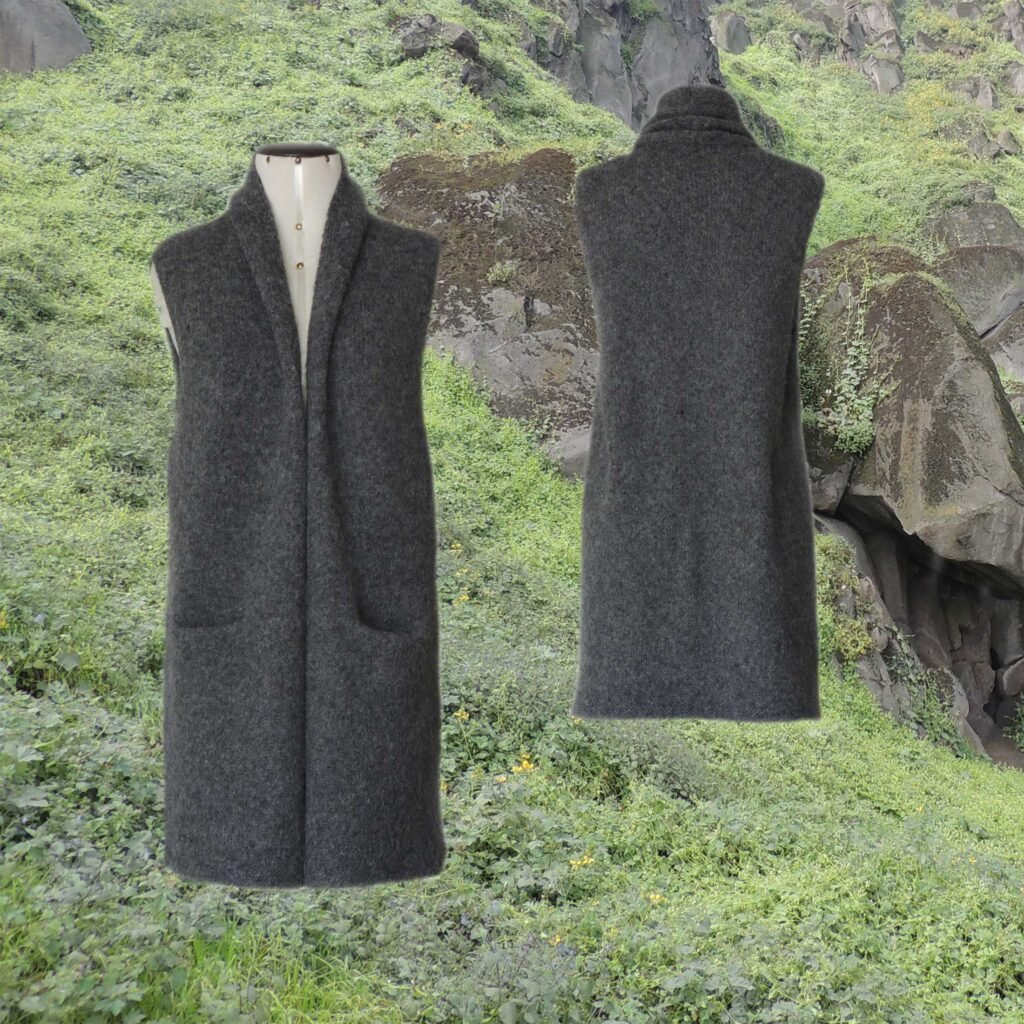21-2104-NN PFL knitwear waistcoat felted alpaca blend