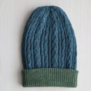 PFL Knitwear manufactor wholesaleBeanie. hat reversible baby alpaca with cable patern double knitted