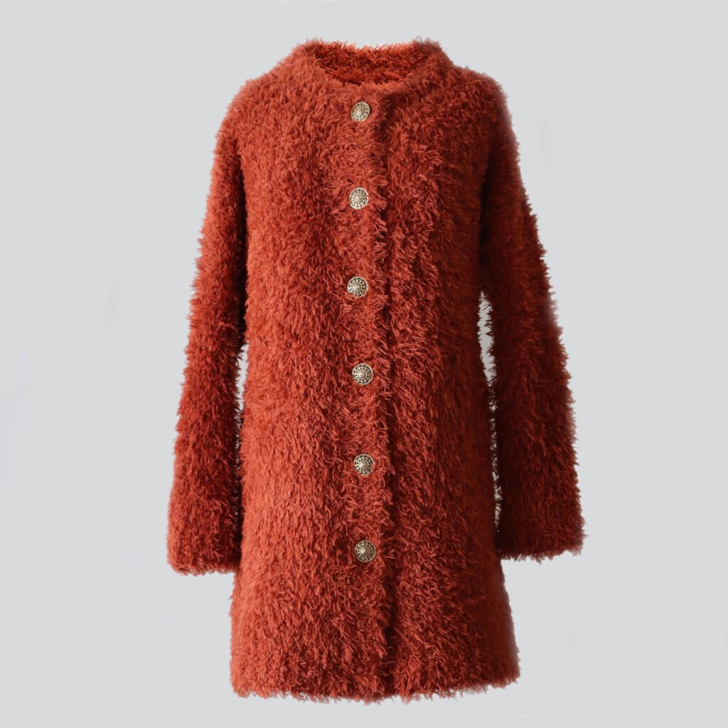 PFL knitwear Women's cardi-coat in cosy alpaca blend textured knit