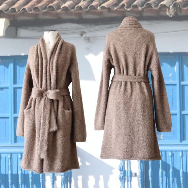 22-1003-NN pfl knitwear producer wholesale Cardi-coat / capote coat, Suri alpaca blend.