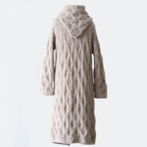 22-1014 pfl knitwear capote coat / cardi coat hand crocheted, alpaca blend.