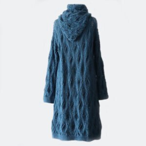 22-1015 pfl knitwear capote coat / cardi coat hand crocheted hooded or non hooded, baby alpaca