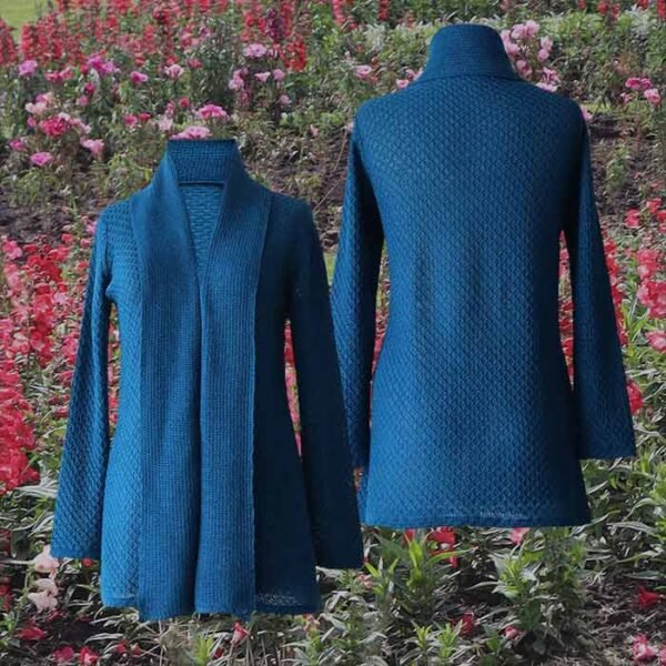 22-1025-NN pfl manufacturer wholesale Shawl collar cardigan, 100% royal alpaca.