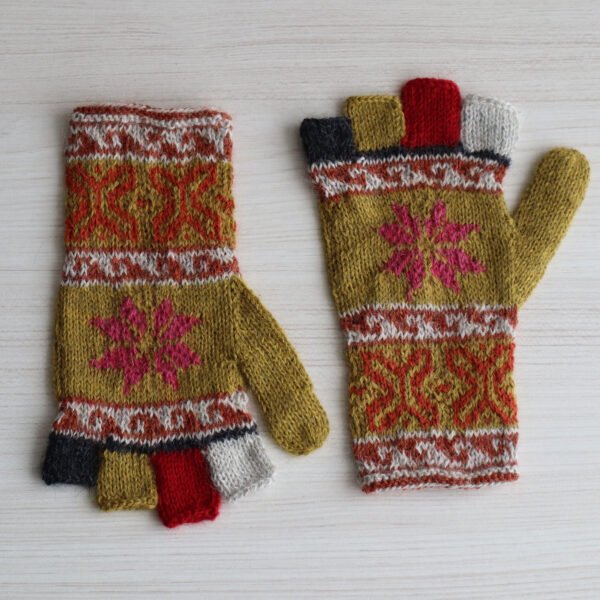 22-4005-NN pfl knitwear manufacturer wholesale fingerless gloves / wrist warmers alpaca hand knitted.