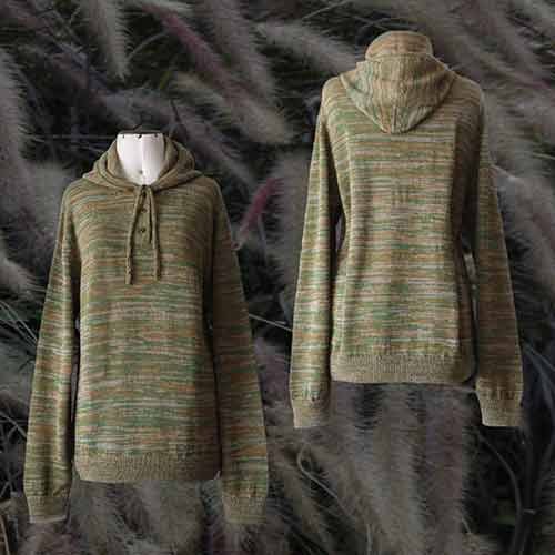 22-2501 Hooded sweater unisex, baby alpaca, 3 color mix.