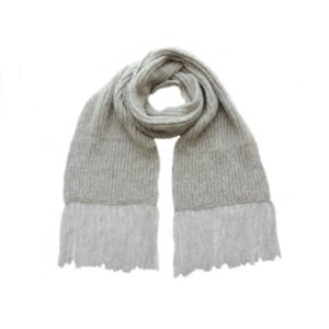11-2086-NN pfl knitwear wholesale manufacturer scarf rib knitted in a soft alpaca blend with long fringes.