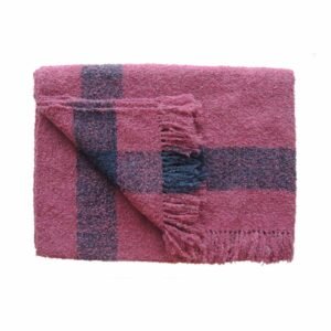 11-4004-NN pfl knitwear wholesale manufacturer throw / blanket alpaca blend bouclé with fringes handwoven.