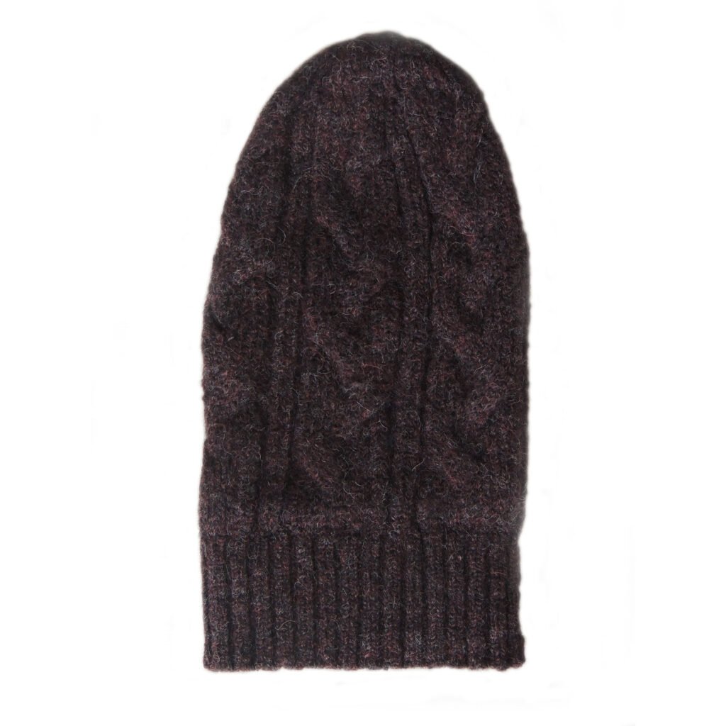 31-2055-14 pfl knitwear wholesale manufacturer Beanie - hat, felted alpaca blend with cable pattern.