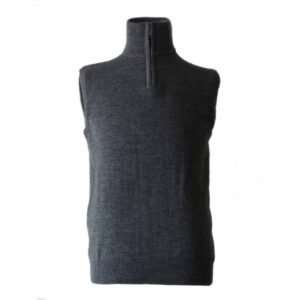 19-9032-NN pfl knitwear wholesale manufacturer Men's waist coat, baby alpaca with zip neck collar.