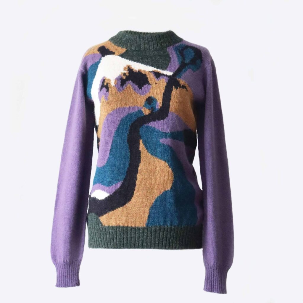 22-2007-NN pfl knitwear wholesal manufacturer sweater intarsia hand knitted, 100% alpaca. 