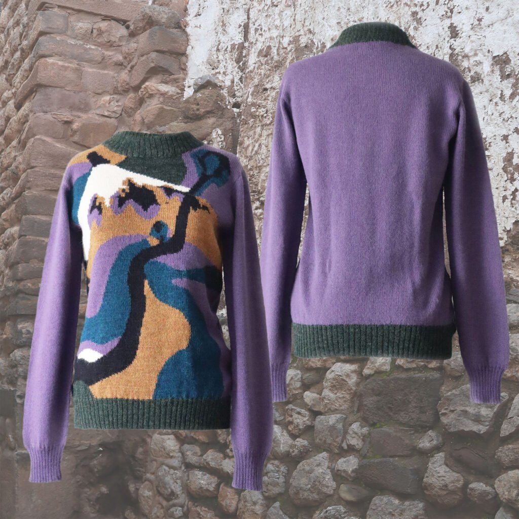 22-2007-NN pfl knitwear wholesal manufacturer sweater intarsia hand knitted, 100% alpaca. 