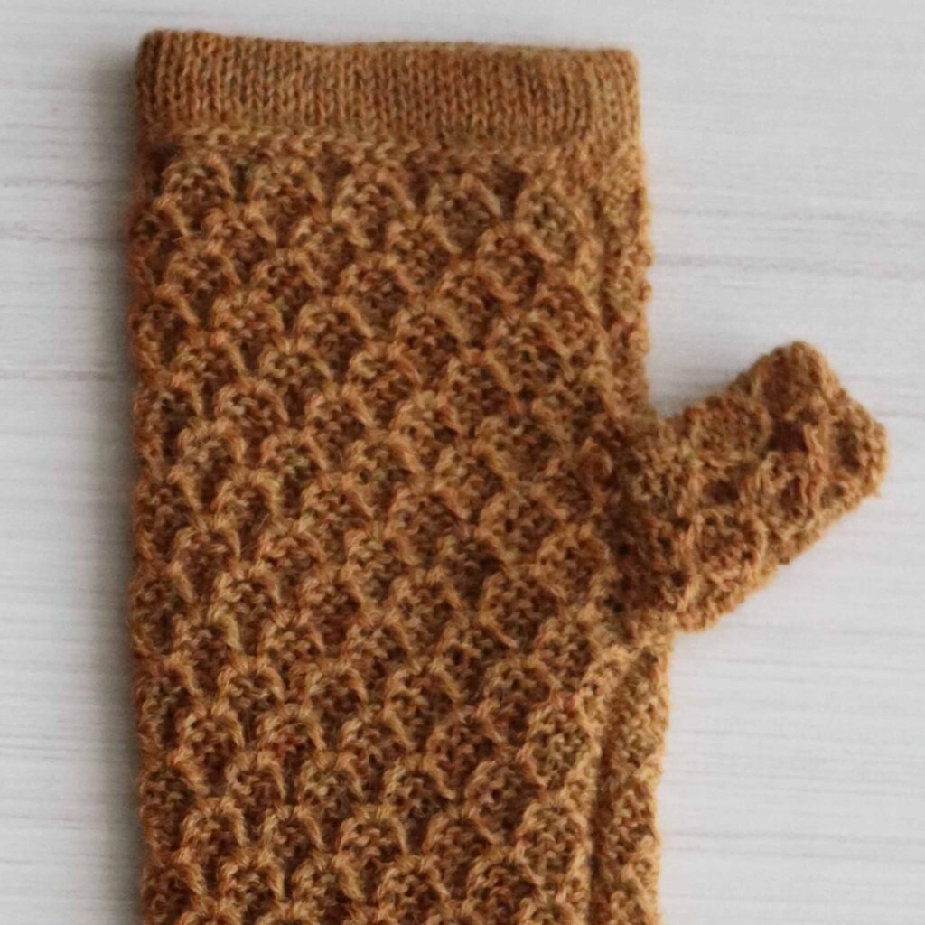 22-4008-NN PFL-Knitwear wholesale manufacturer  Fingerless gloves / wrist warmers with honeycomb pattern.