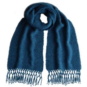 22-4101-NN pfl knitwear wholesale manufacturer scarf alpaca blend hand knitted with knotted fringes.