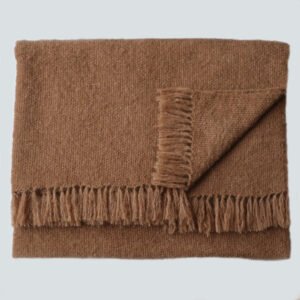 22-9101-NN pfl knitwear wholesale manufacturer Throw / blanket brushed alpaca blend with fringes handwoven.