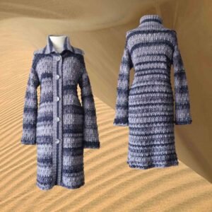 PFL knitwear producer wholesale Women's cardigan baby alpaca 100%, chunky hand knitted, high collar cardigan