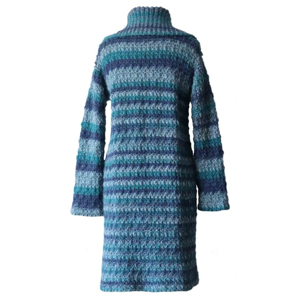 PFL knitwear producer wholesale Women's cardigan baby alpaca 100%, chunky hand knitted, high collar cardigan