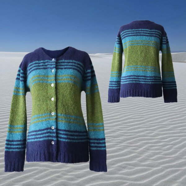 22-1042 cardigan alpaca blend, soft brushed, 3 color stripe design